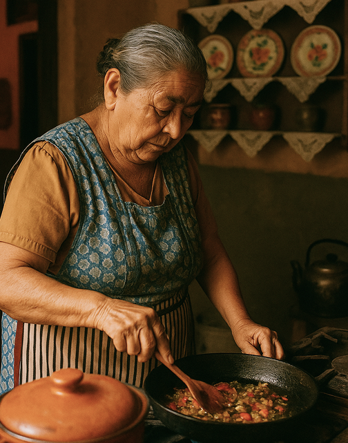 Graciela Chelita making tortillas