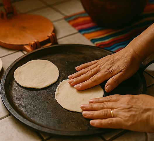 Tortillas on the griddle